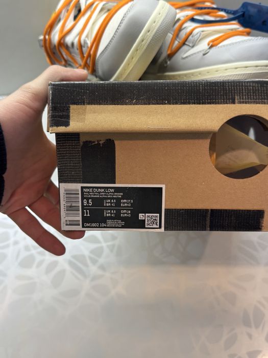 Nike Dunk Off-White Lot 44 Кецове 43 Размер + Кутия