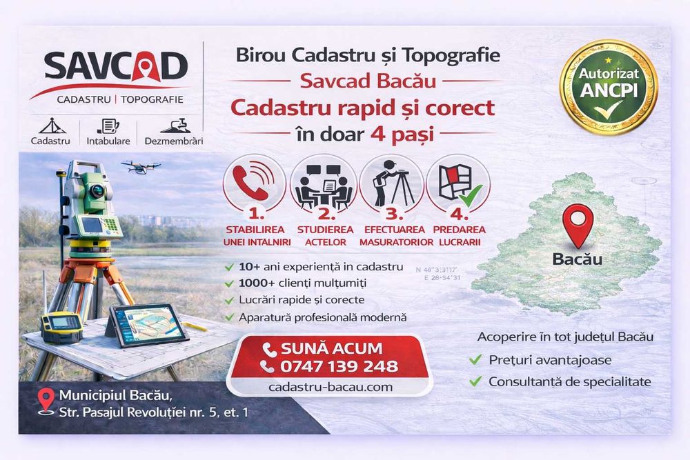 Cadastru și Intabulare Bacău – Birou Cadastru și Topografie Savcad