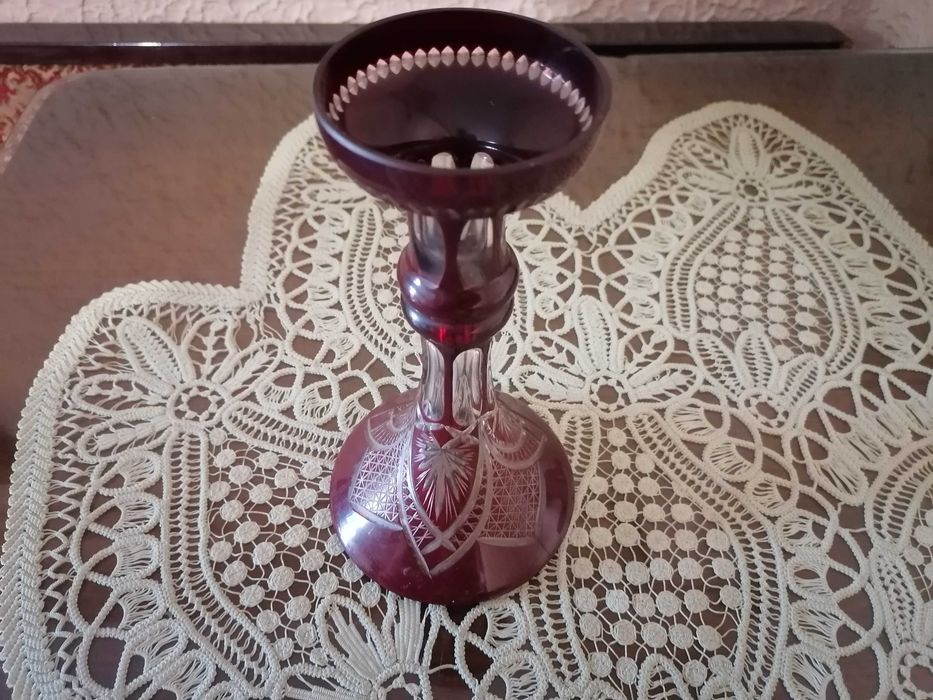 Obiecte din cristal rubin și alb made in RSR vintage