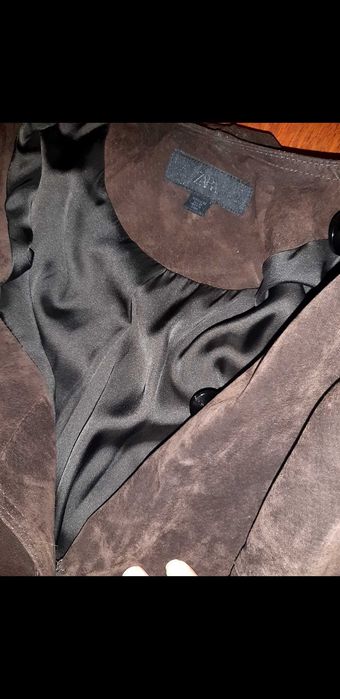 Palton lung din piele,xs,oversize Zara