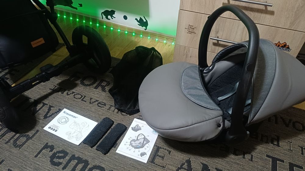 Cărucior/căruț copii 3 în 1 sport+landou+scaun auto.Krausman Nexxo Lux