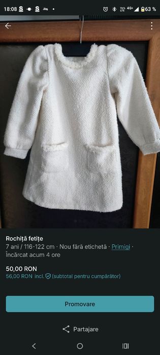 Rochiță fetițe cu buzunare