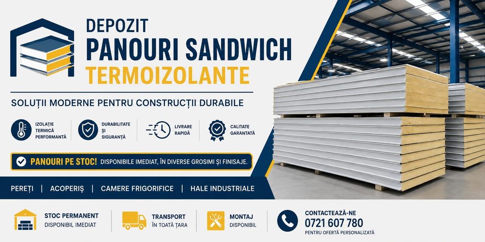 Panouri Sandwich Perete și Acoperiș din Stoc | București