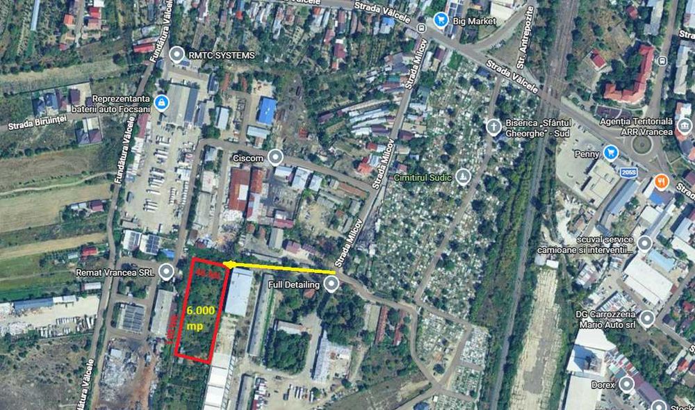 Teren intravilan 6.000 mp, zona Valcele - strada Milcov 42 - la 350 m de Big Market si 750 m de Penny
