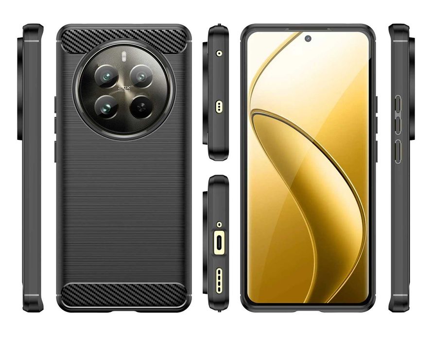 Realme 12 5G / 12X / 12 Pro - Удароустойчив Кейс Гръб CARBON