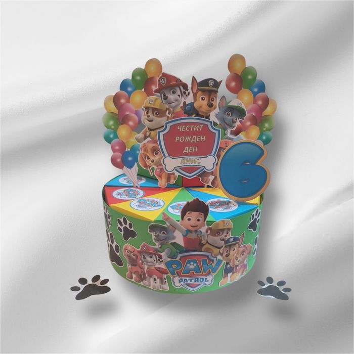 Картонена торта Маша и Мечока-Елза и Ана- Пес Патрул-Куроми-Спонджбоб.