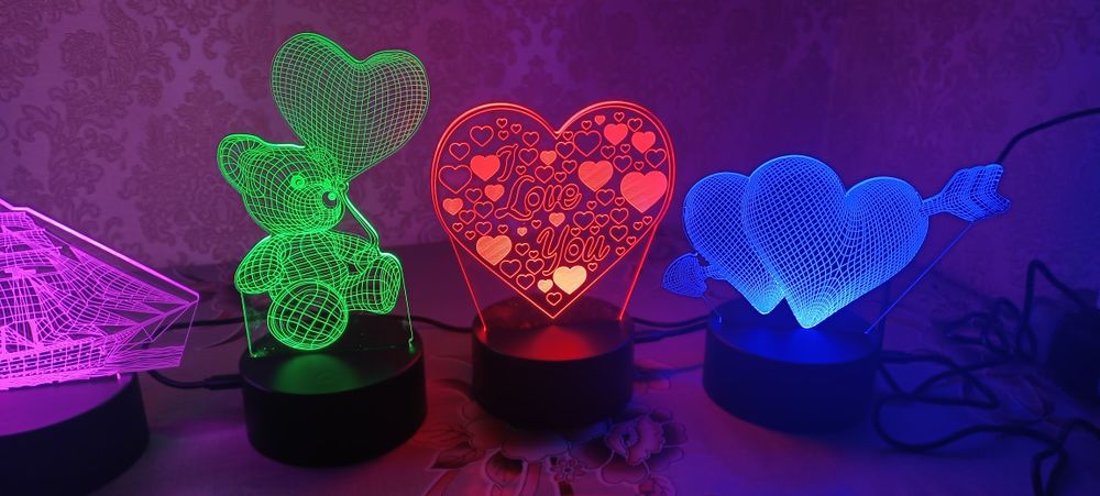 Светильники 3 D на 8 марта
