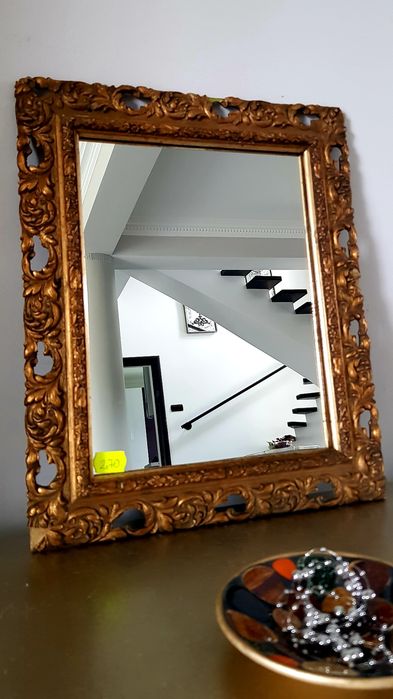 Oglindă /Tablou vechi cu ramă din lemn masiv