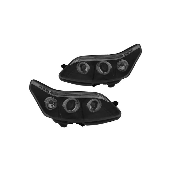 Set faruri tuning Citroen C4 10.2004-09.2008, stanga/dreapta, manual, tip bec H1+H1 transparent-negru, cu lampa pozitie fibra optica, Best Auto Vest