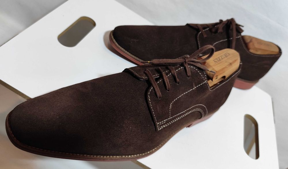 Pantofi derby 42.5 43 plain toe suede Lavoratione Artigianale piele