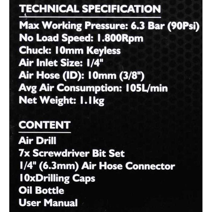 Пневматична бормашина JCB 10мм 1/4