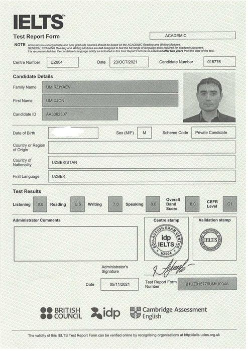 Ielts teacher (8,5)  online/ offline dars o'taman