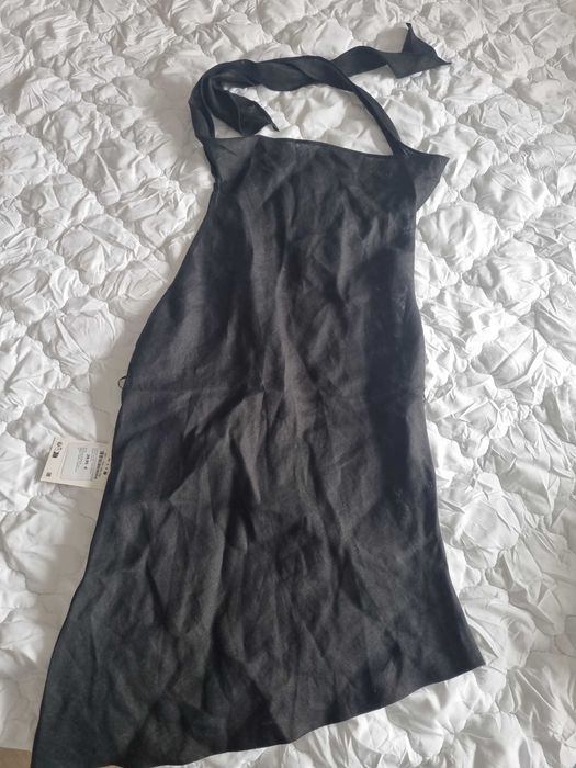 Zara черен потник/мини рокля 100% лен