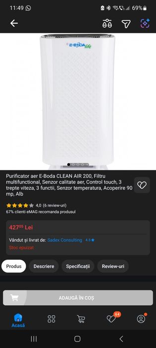 Purificator aer E-Boda CLEAN AIR 200