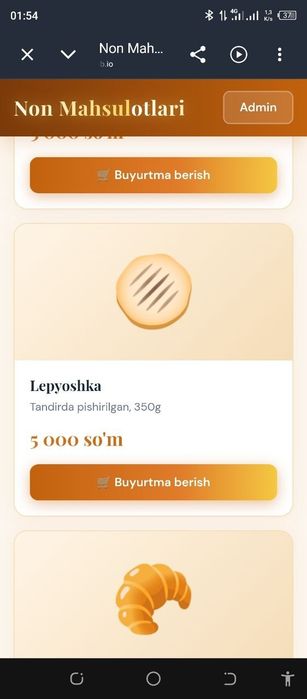 Dastafka bilan ishlaydiganlar uchun web sayt