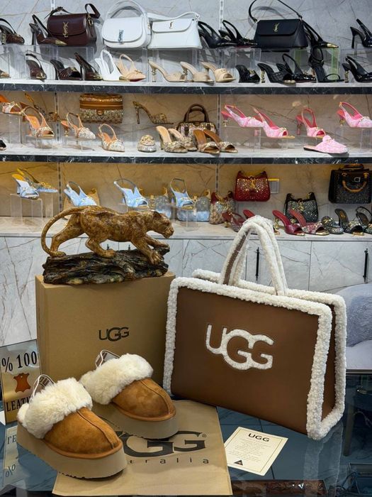Ugg естествена кожа  чанта и обувки сет