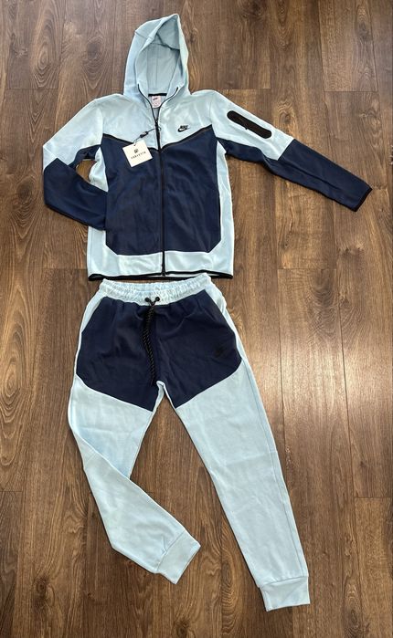 Compleu Nike Tech Fleece Albastru Calitate Premium Bumbac100% (XL)