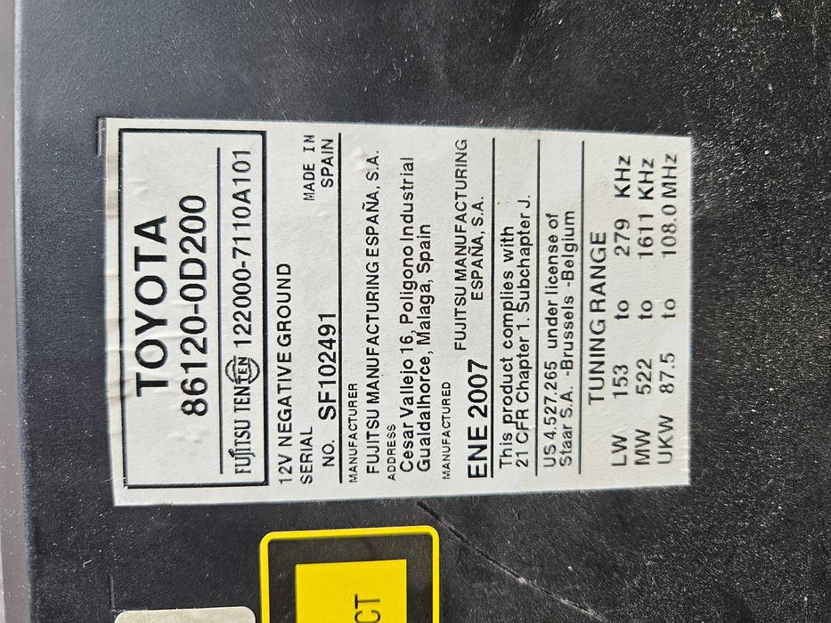 оригинално радио Toyota Yaris 2007