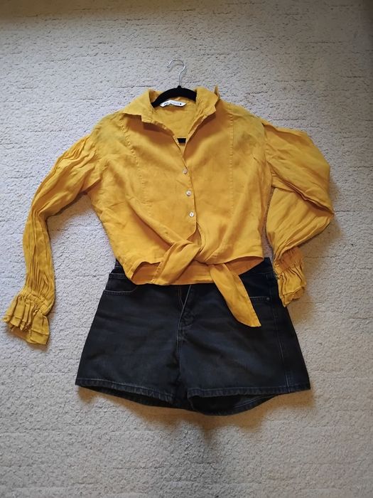 Сет ленена риза и дънкови панталонки ZARA