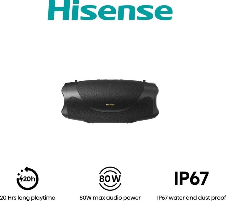 Нова безжична Bluetooth тонколона Hisense - FlexBoom, IP67, черна  80 W