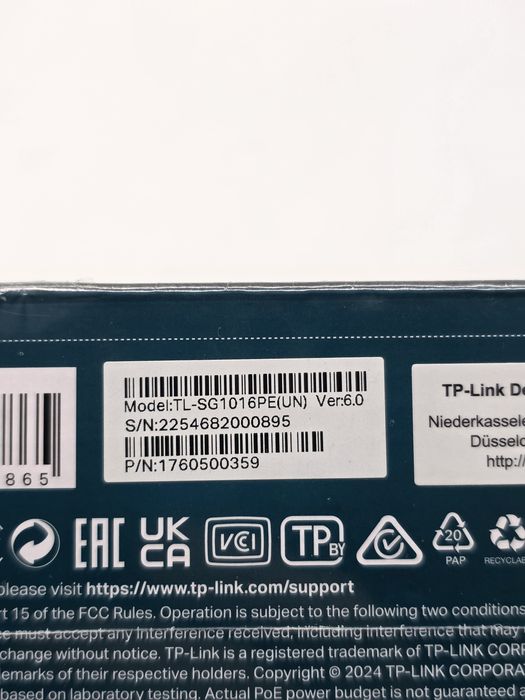 Switch TP-Link TL-SG1016PE, 16 porturi Gigabit, SIGILAT