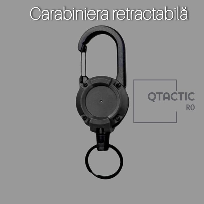 Carabiniera retractabila cu cablu ( suport chei, cartela, telefon, etc