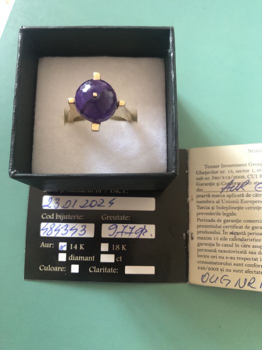 Inel 9,77 gr aur 14 k AMETIST