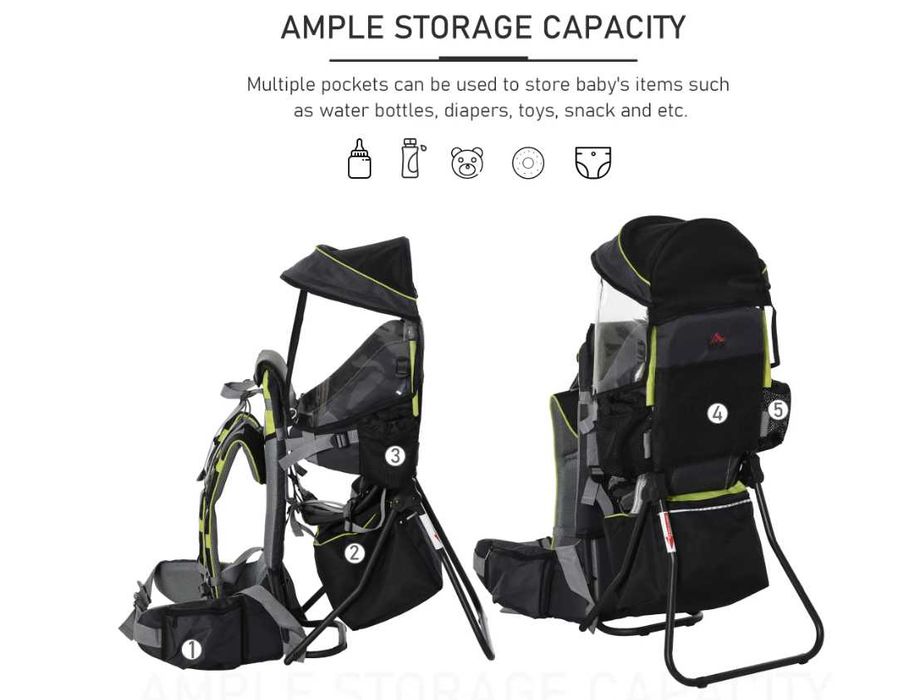 Rucsac Drumetii Bebelusi cu Protectie Solara, Husa Ploaie si alte accesorii NOU
