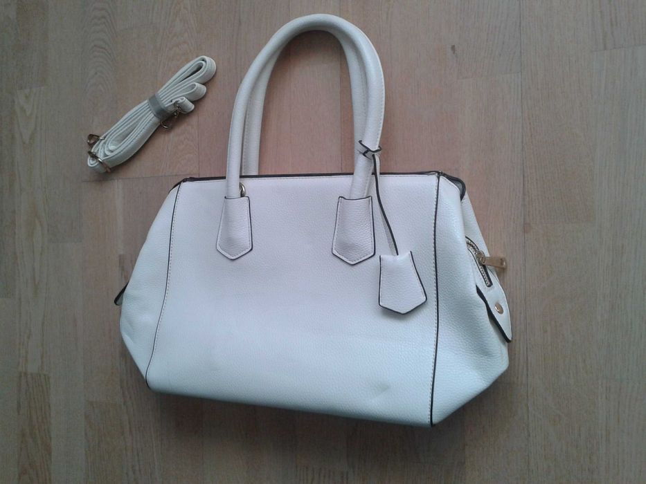 OKAZIE DE VARA Geanta de dama, alba-crem, 45cm, noua, piele ecologica