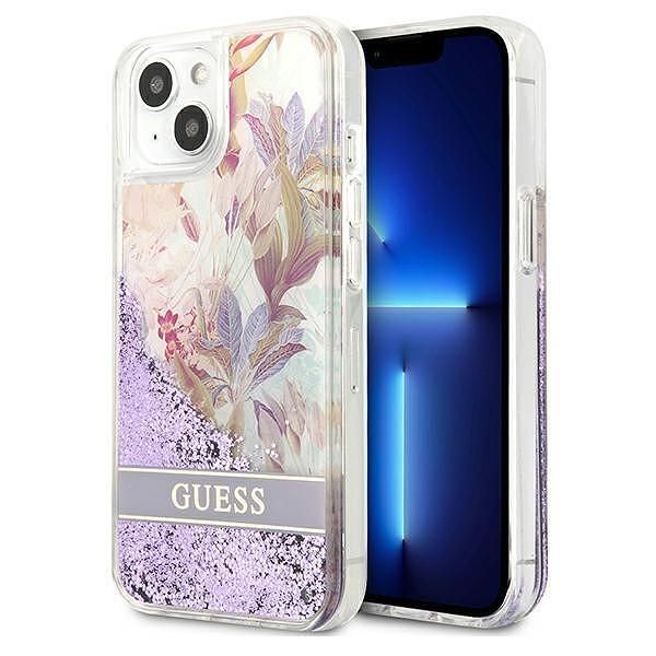 Guess hardcase flower liquid glitter - дизайнерски кейс с течност за i