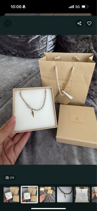 Италианско 18 карата златна висулка, сребърно масивно колие