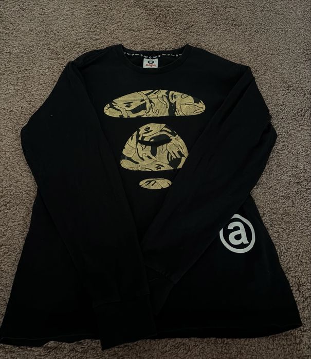 BAPE gold foil face logo tee