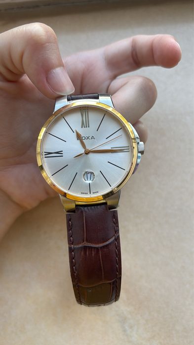 Ceas Doxa , bratara piele crocodil maro , D light , 30 atm, sticla safir