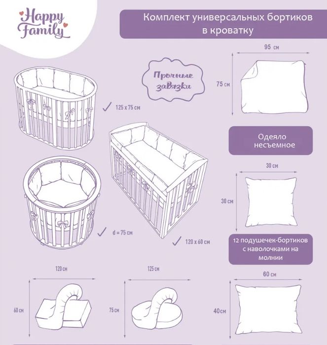 Комплект бортиков для кроватки