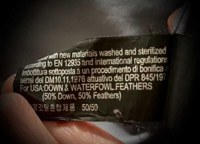 Дълго пухено яке Зара, синьо-сиво, естествен пух/пера, водоустойчиво