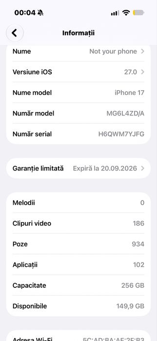 iPhone 17 256GB Mist Blue – impecabil