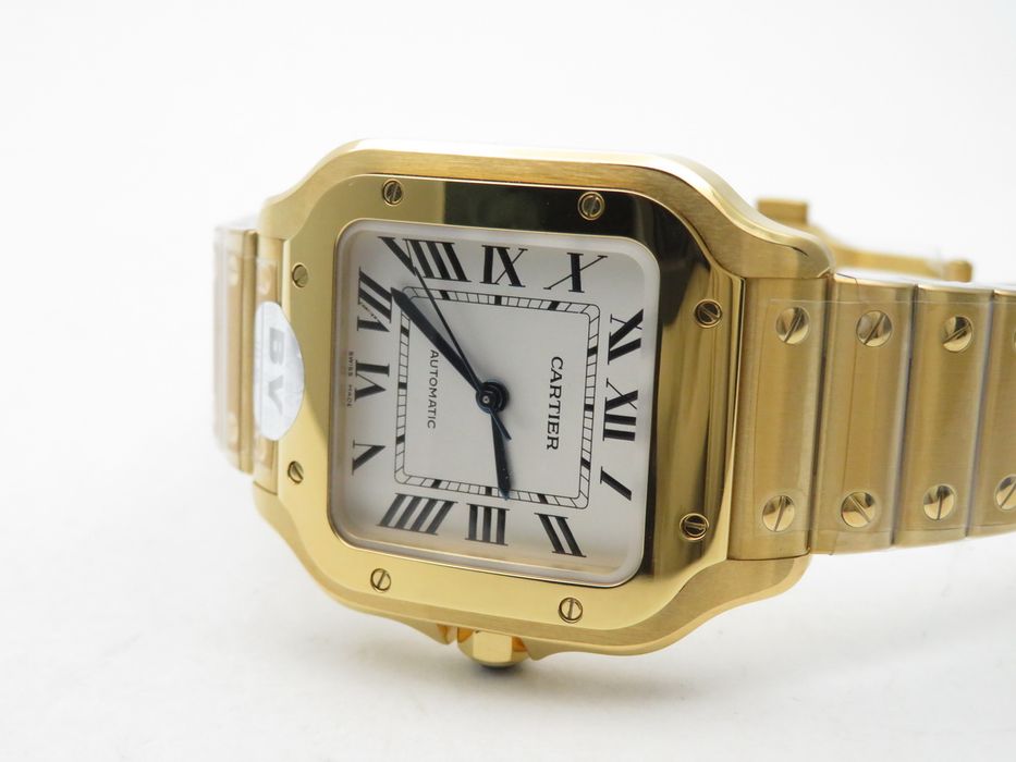 Cartier Santos de Cartier 35mm дамски - жълто злато, бял циферблат, сапфирено стъкло - QC снимки