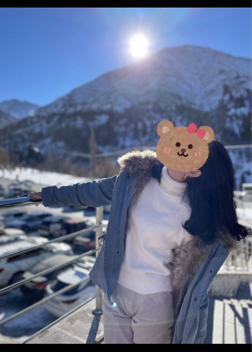 Джинсовая парка, мех натуральный