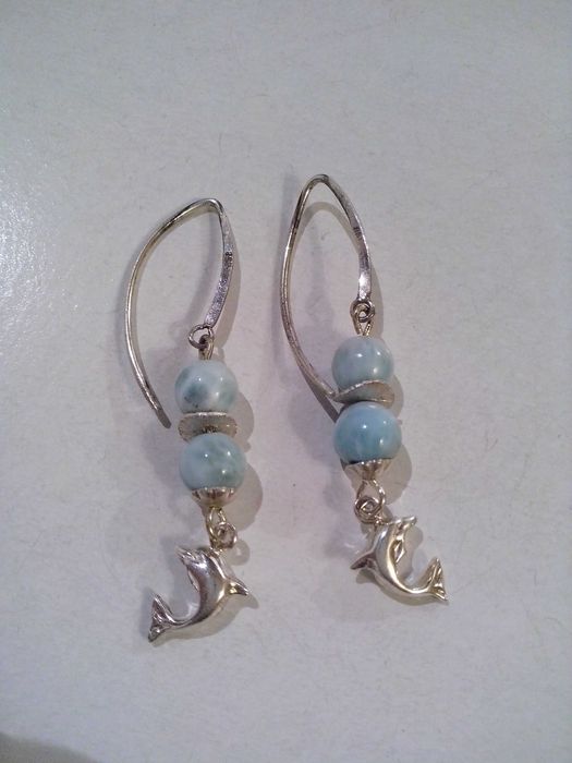 cercei argint si larimar,pietre semipretioase naturale