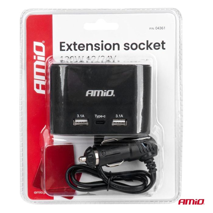 разклонител за запалка с зарядно устройство 2x usb-a 1x usb-c 12v ...