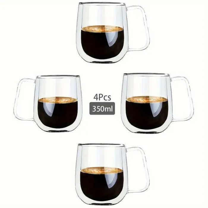 Set 4 cani cu pereti dubli 350ml - ULTIMUL PRODUS!!!