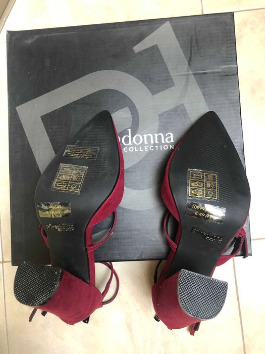 Нови маркови токове "Primadonna". Велурени, бордо, 37 н. 10 см ток