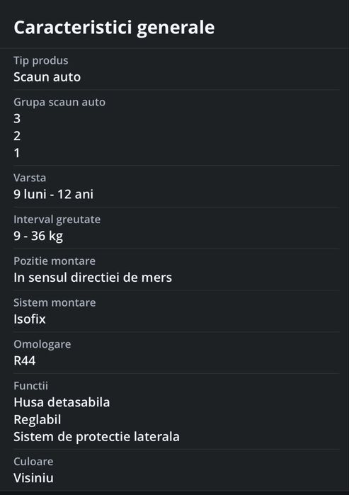 Scaun auto britax romero