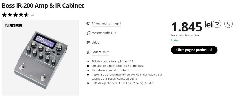 Boss IR-200 Direct Amp IR Loader – în stare perfectă, în cutia originală - GARANTIE