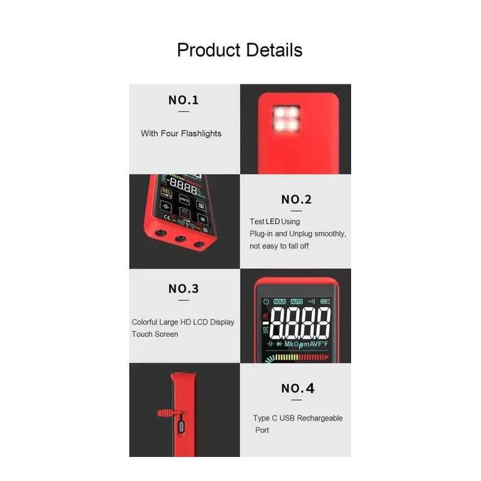 Мултицет със сензорен дисплей, авт настройка за AC/DC напр-е, 20204401