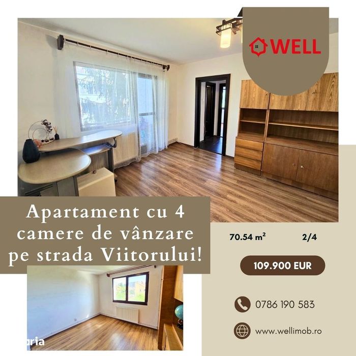 Apartament cu 4 camere de vânzare în Sf Gheorghe, pe str Viitorului!