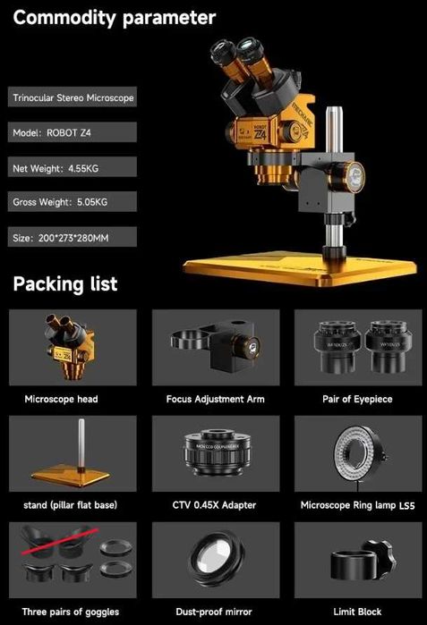 Microscop Optic Stereo Trinocular Mechanic Robot Z4-B11