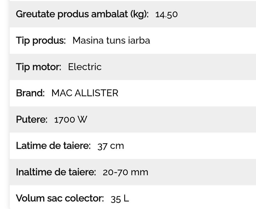 Vând mașina tuns iarba electrica