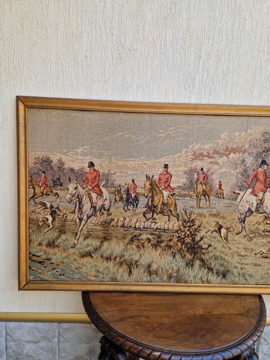 Прекрасен голям антикварен белгийски гоблен