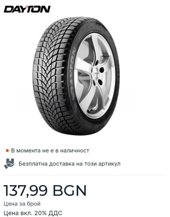 4 Зимни гуми DAYTON 185/65/14 на един сезон